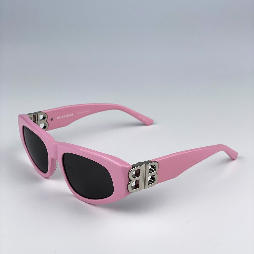 Balenciaga BB0095S 013 BRAND NEW Suglasses Light Pink Silver Grey Cat Eye Unisex - Picture 11 of 15